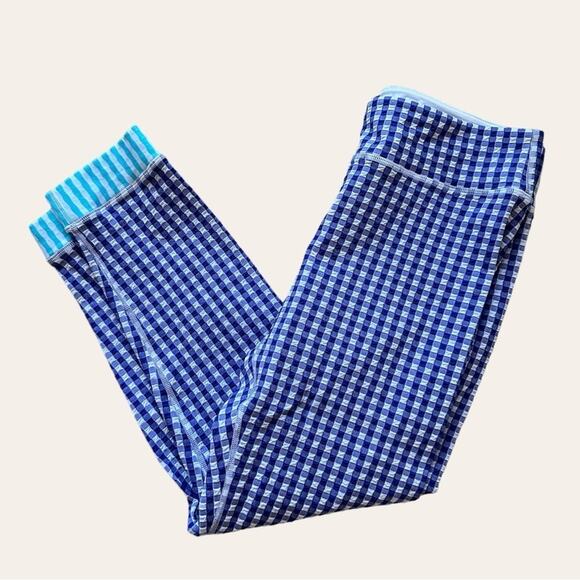 Anthropologie The Upside Blue Masilda Gingham Leggings NEW